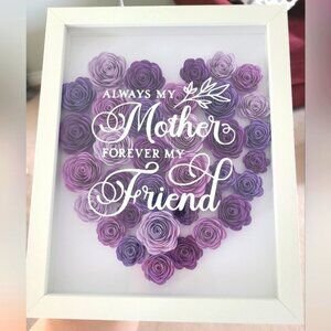 Gorgeous Mom Mother Gift Purple Flower Shadow Box Frame Floral Wall Art Decor
